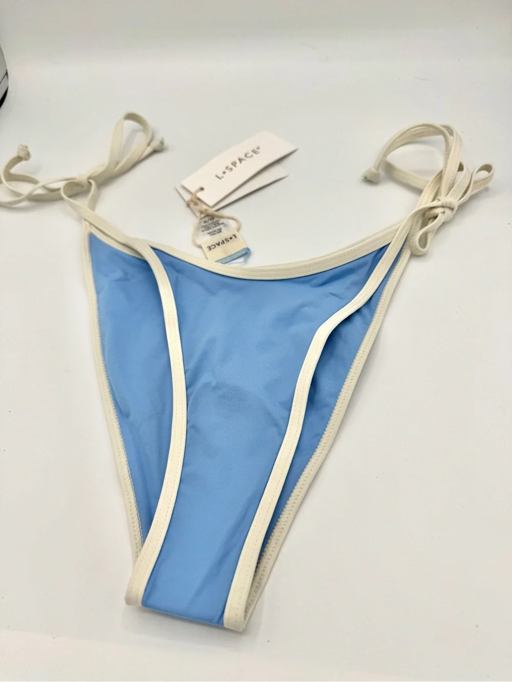 NWT L Space Levy Classic Swim Bottom in Aura Blue / Cream Bikini